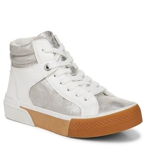 Blowfish Silver and White High-Top Zippered Sneakers 6.5 New